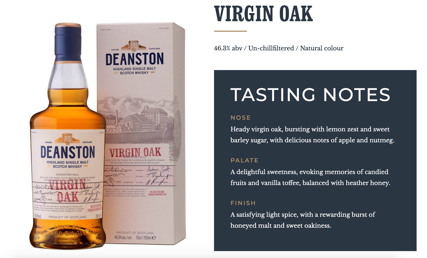 Deanston Virgin Oak - Premium Single Malt Whisky from Deanston - Shop now at Whiskery