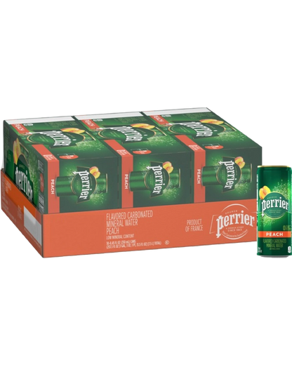 Perrier Natural Peach Flavoured Sparkling Mineral Water 30 x 250ml - Premium Premium Mixer from Perrier - Shop now at Whiskery