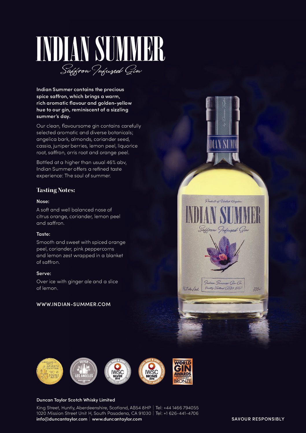 Indian Summer Saffron Infused Gin - Premium Gin from Duncan Taylor - Shop now at Whiskery