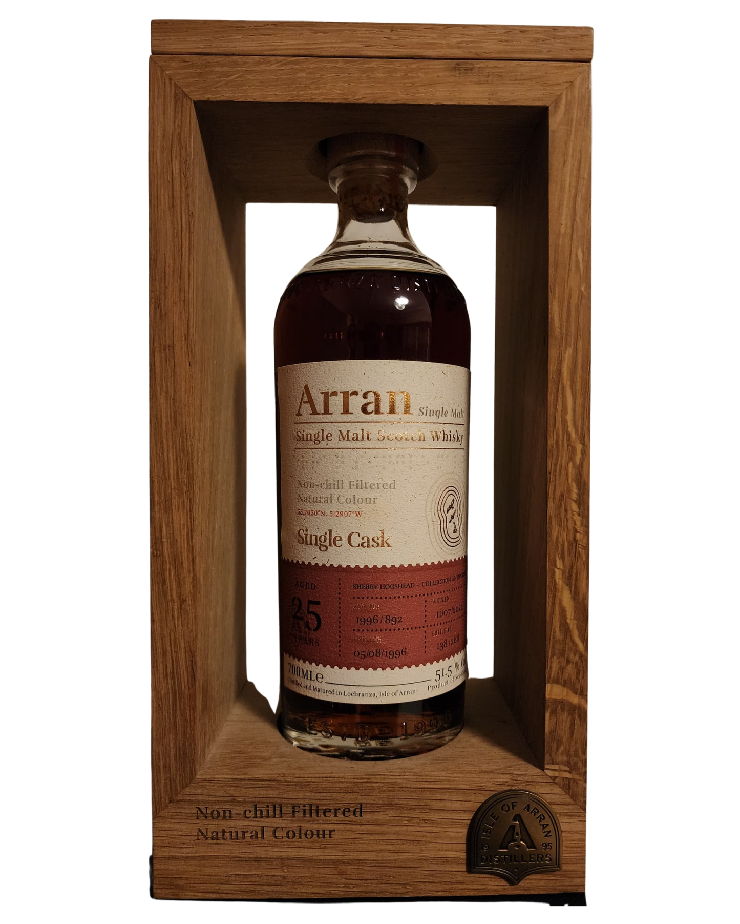Arran Limited Edition Single Cask, 25 Years Old, 1996 Cask No. #892