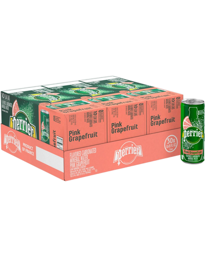 Perrier Natural Pink Grapefruit Flavoured Sparkling Mineral Water 30 x 250ml - Premium Premium Mixer from Perrier - Shop now at Whiskery
