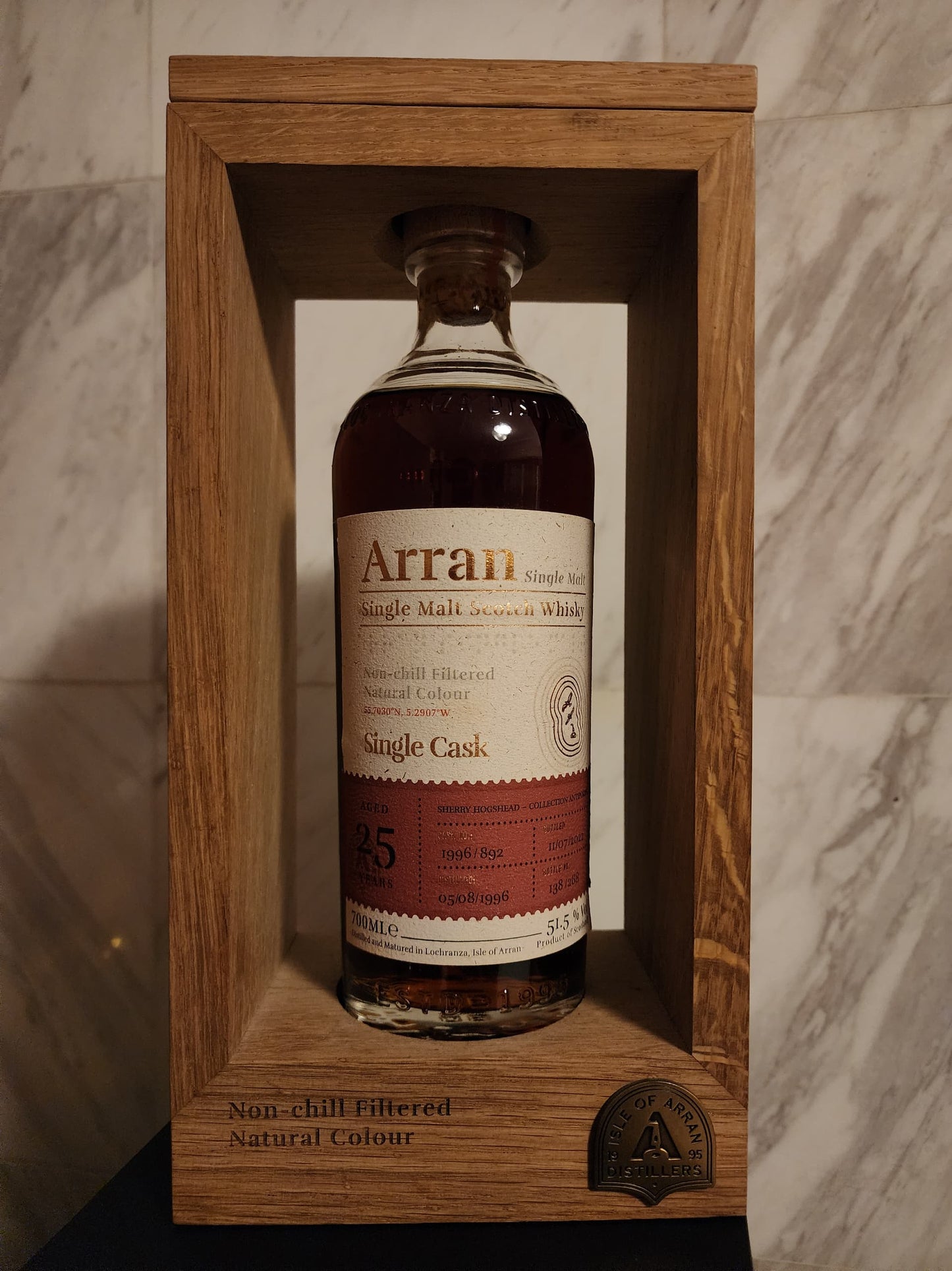 Arran Limited Edition Single Cask, 25 Years Old, 1996 Cask No. #892