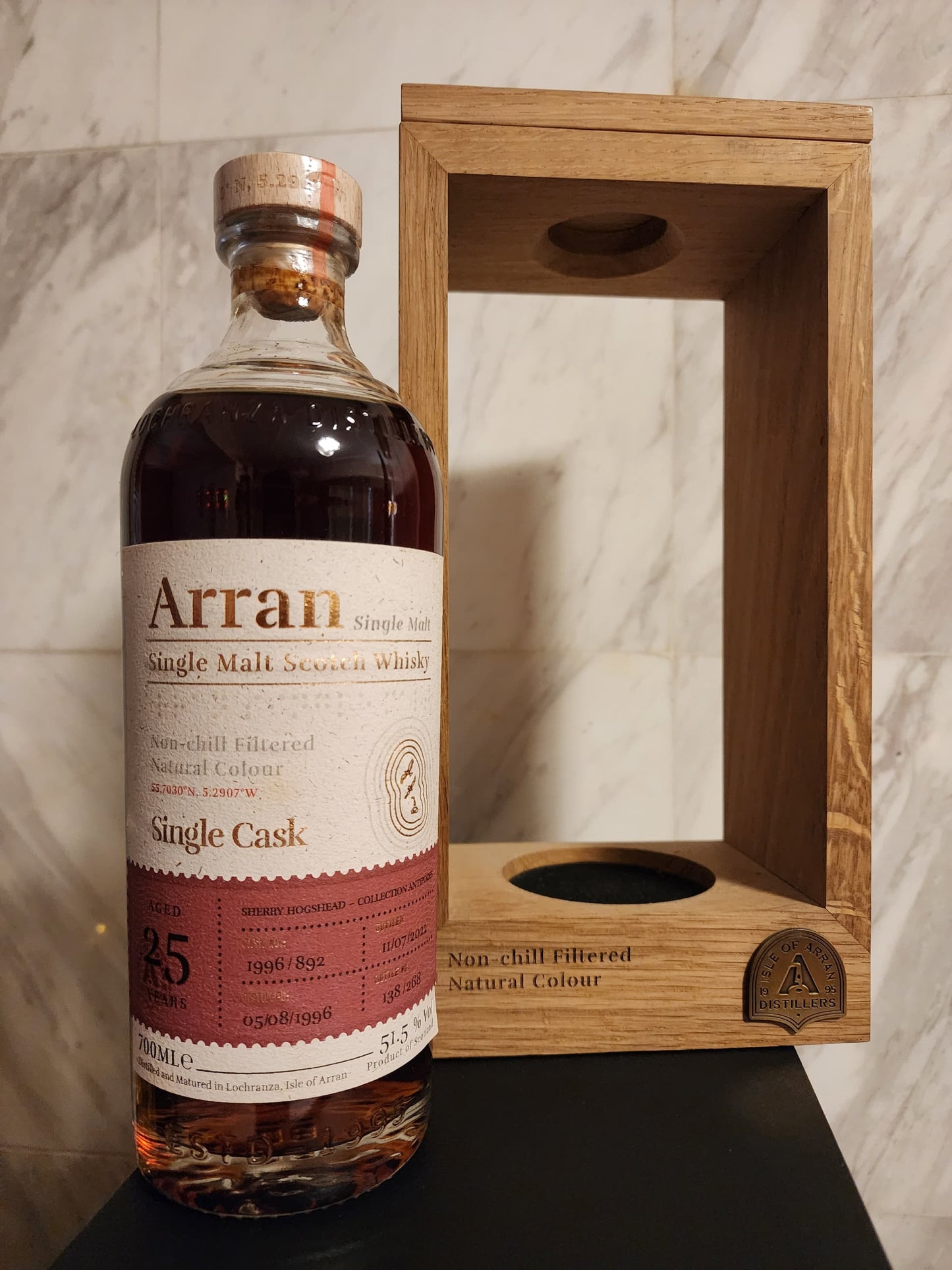 Arran Limited Edition Single Cask, 25 Years Old, 1996 Cask No. #892