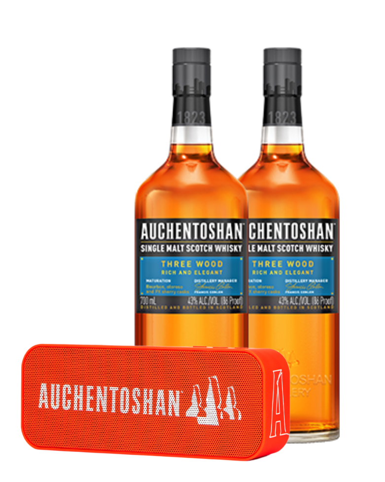 Auchentoshan Three Wood Twin Bottle with FREE Speaker!